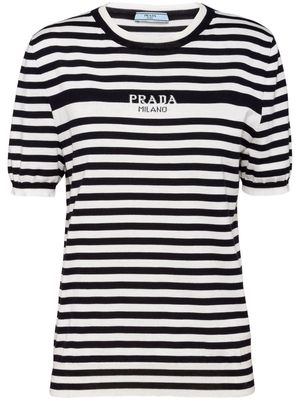 Prada striped short-sleeved T-shirt - Black