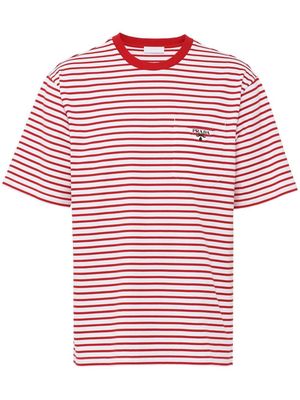 Prada striped triangle-logo T-shirt - White
