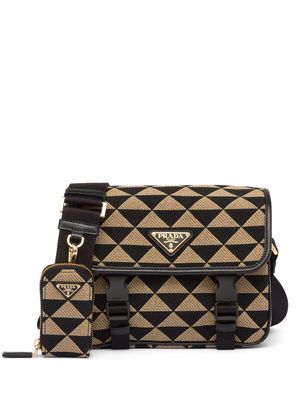 Prada Symbole embroidered messenger bag - F0Y30 Black/Beige