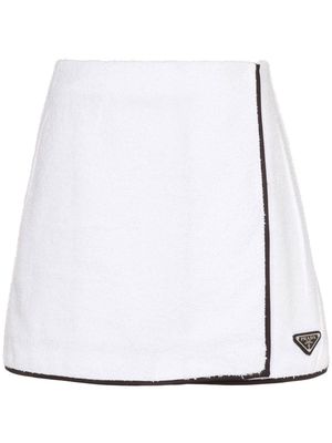 Prada terrycloth A-line mini skirt - White