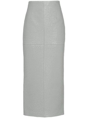 Prada textured-leather midi skirt - Grey