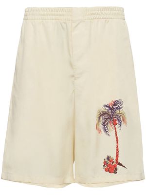 Prada tree-print silk Bermuda shorts - Neutrals
