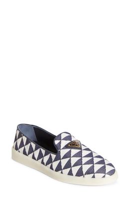 Prada Triangle Jacquard Flat in Blue/White