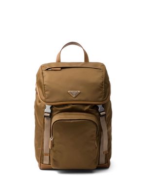 Prada triangle-logo buckled backpack - Brown