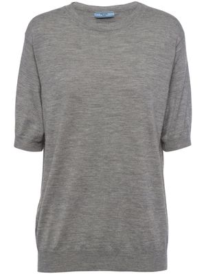 Prada triangle-logo cashmere knitted top - Grey
