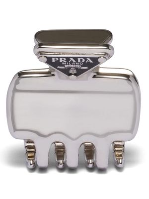 Prada triangle-logo claw hair clip - Silver