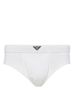Prada triangle-logo cotton briefs - White