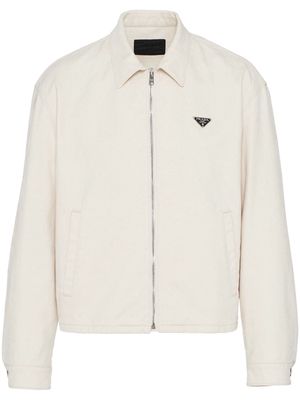 Prada triangle-logo cotton jacket - White