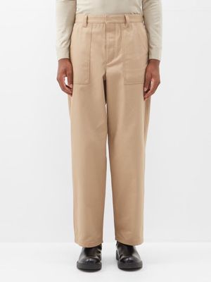 Prada - Triangle-logo Cotton-twill Trousers - Mens - Light Brown
