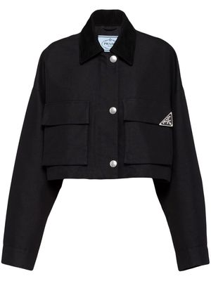 Prada triangle-logo cropped jacket - Black