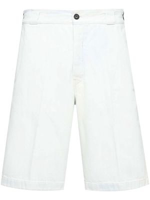Prada triangle logo denim bermuda shorts - White