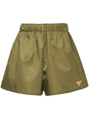 Prada triangle-logo elasticated-waist shorts - Green