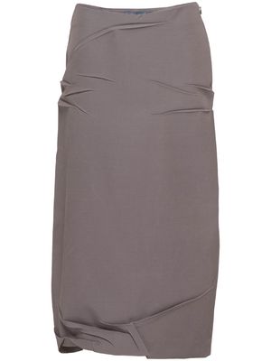 Prada triangle-logo gabardine midi skirt - Grey