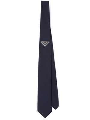 Prada triangle-logo gabardine tie - Blue
