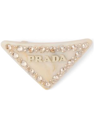 Prada triangle-logo hair clip - Neutrals