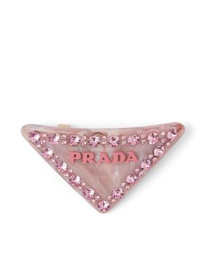 Prada triangle-logo hair clip - Pink