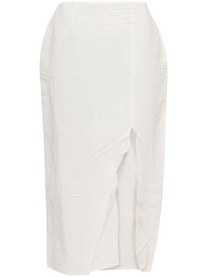 Prada triangle-logo high-waisted skirt - White
