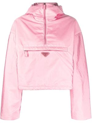 Prada triangle-logo hooded jacket - Pink