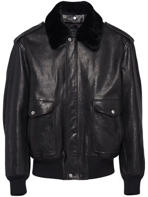 Prada triangle-logo leather jacket - Black
