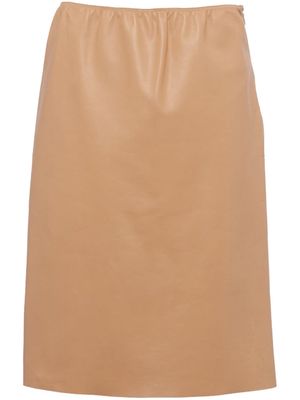 Prada triangle-logo leather skirt - Neutrals