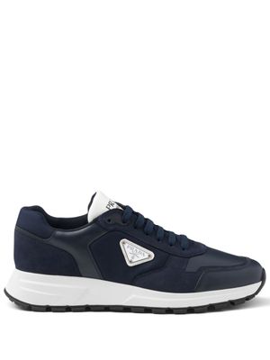 Prada triangle-logo leather sneakers - Blue
