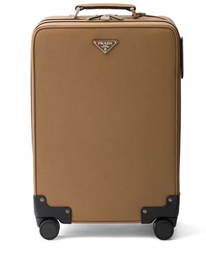 Prada triangle-logo leather suitcase - Brown