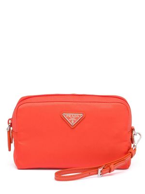 Prada triangle-logo makeup bag - Orange