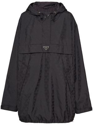 Prada triangle-logo printed raincoat - Black