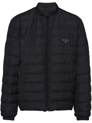 Prada triangle-logo quilted down jacket - Blue