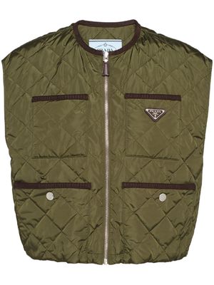 Prada triangle-logo quilted gilet - Green
