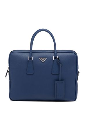 Prada triangle-logo Saffiano leather briefcase - Blue