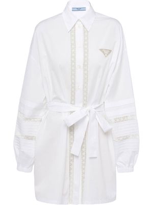 Prada triangle-logo shirtdress - White