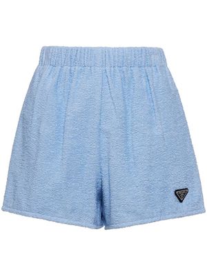 Prada triangle logo short shorts - Blue