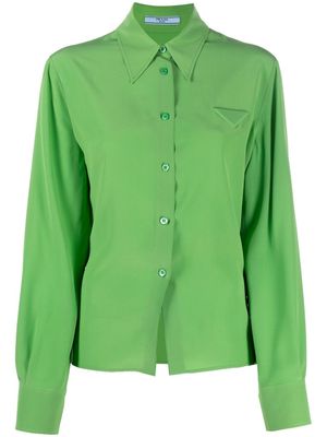 Prada triangle-logo silk shirt - Green