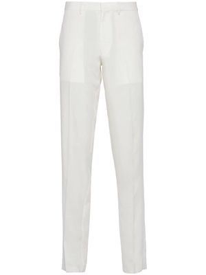 Prada triangle-logo silk trousers - White