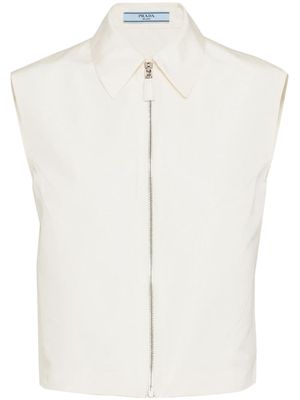 Prada triangle-logo sleeveless faille shirt - White