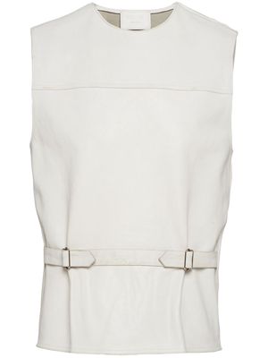 Prada triangle-logo sleeveless leather top - White