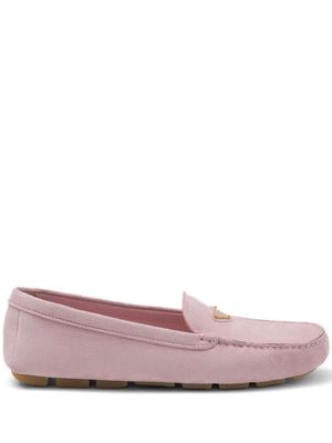 Prada triangle-logo suede driving loafers - Pink