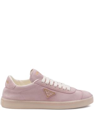 Prada Triangle-logo suede sneakers - Pink