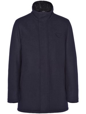 Prada triangle-logo wool-blend jacket - Blue