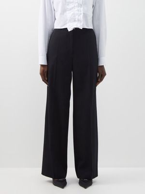 Prada - Triangle-logo Wool-gabardine Tailored Trousers - Womens - Black