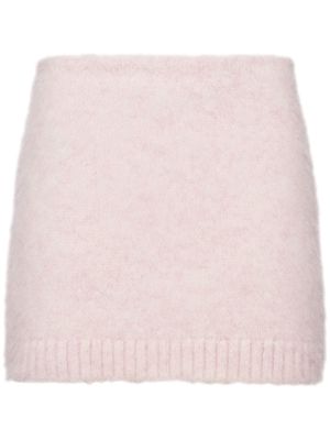 Prada triangle-logo wool skirt - Pink