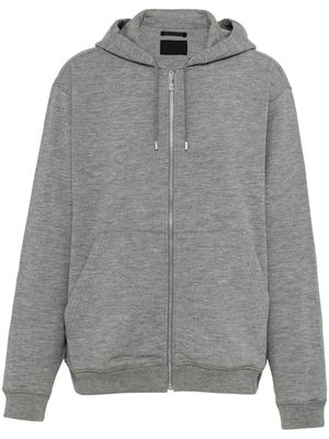 Prada triangle-logo zip-up hoodie - Grey