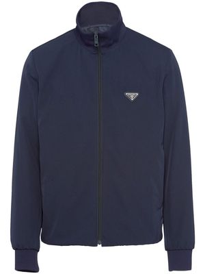 Prada triangle-logo zip-up jacket - Blue