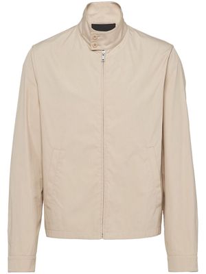 Prada triangle-logo zip-up jacket - Neutrals