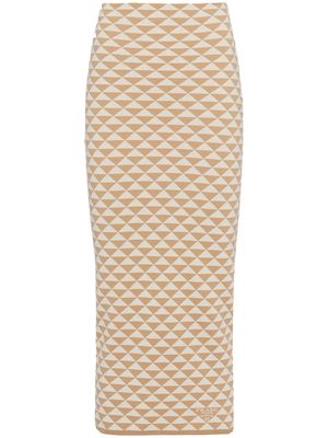 Prada triangle-motif knitted skirt - Neutrals