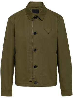Prada triangle-patch cotton jacket - Green