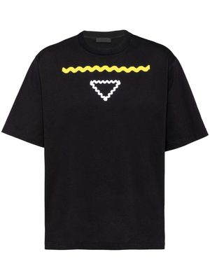 Prada triangle-print cotton T-shirt - Black