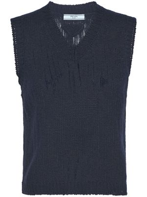 Prada V-neck cashmere vest - Blue