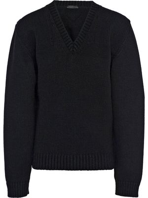 Prada V-neck Shetland wool jumper - Black